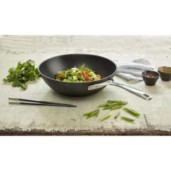 Demeyere Wok Fondo Piatto - 30 Cm, Alluminio, Duraslide Titanium -Negozio Di Cucina 000022479