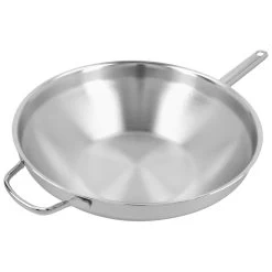 Demeyere Wok Fondo Piatto - 32 Cm, 18/10 Acciaio Inossidabile -Negozio Di Cucina 000023208