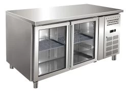 TAVOLO REFRIGERATO 1360 X 700 X 860 Mm CON PORTE VETRO