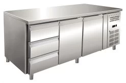 TAVOLO REFRIGERATO Versione Con 1 Cassettiera Refrigerata Da N.3 Cassetti Da 1/3