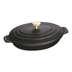 Staub Pirofila Con Coperchio Ovale - 23 Cm, Nero