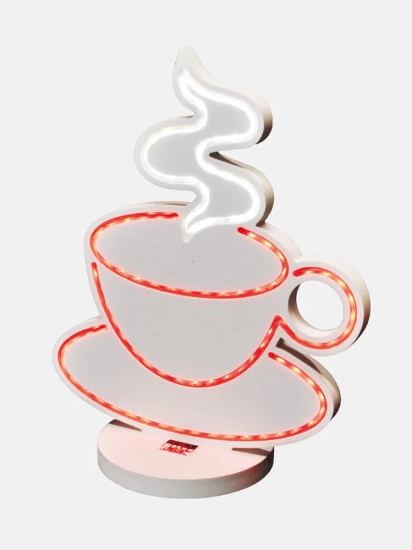 Tazzina Di Caffè Luminosa Monofacciale, Sagomata, Con LED A Vista. 3 Tazzina Di Caffè Luminosa Monofacciale, Sagomata, Con LED A Vista.