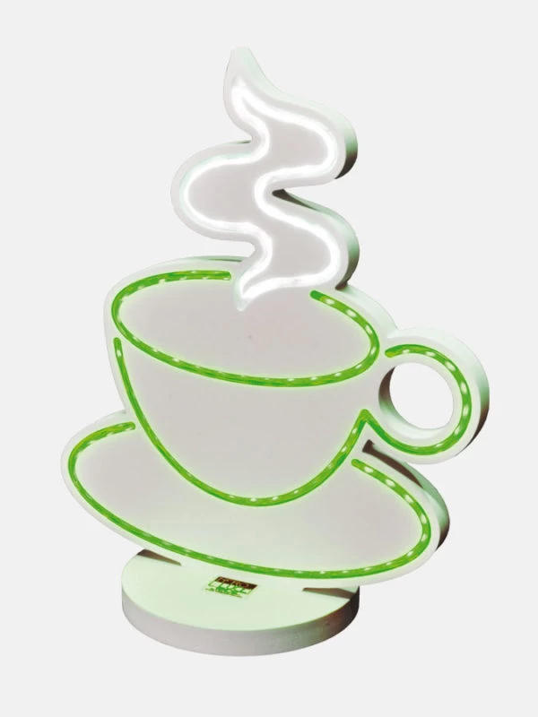 Tazzina Di Caffè Luminosa Monofacciale, Sagomata, Con LED A Vista. 4 Tazzina Di Caffè Luminosa Monofacciale, Sagomata, Con LED A Vista. - immagine 2