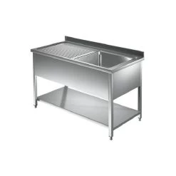 LAVELLO SU TUBOLARI CON RIPIANO DI FONDO 1 VASCA E GOCCIOLATOIO