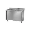 LAVELLO ARMADIATO 2 VASCHE -Negozio Di Cucina lavatoio armadiato inox ante scorrevoli 2 vasche profondita 70 cm