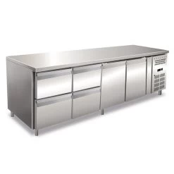 TAVOLO REFRIGERATO 2230 X 700 X 860 Mm Versione Con 2 Cassettiere Refrigerate Da N.2 Cassetti Da 1/2