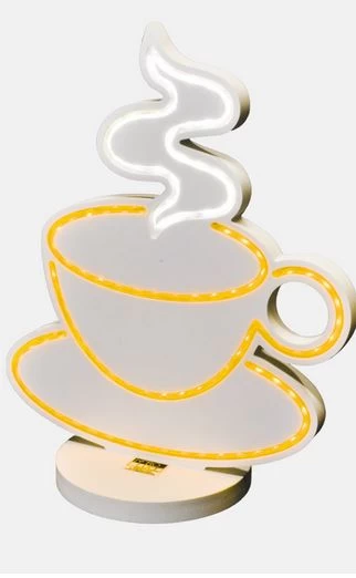 Tazzina Di Caffè Luminosa Monofacciale, Sagomata, Con LED A Vista. H37 CM YELLOW 3 Tazzina Di Caffè Luminosa Monofacciale, Sagomata, Con LED A Vista. H37 CM YELLOW